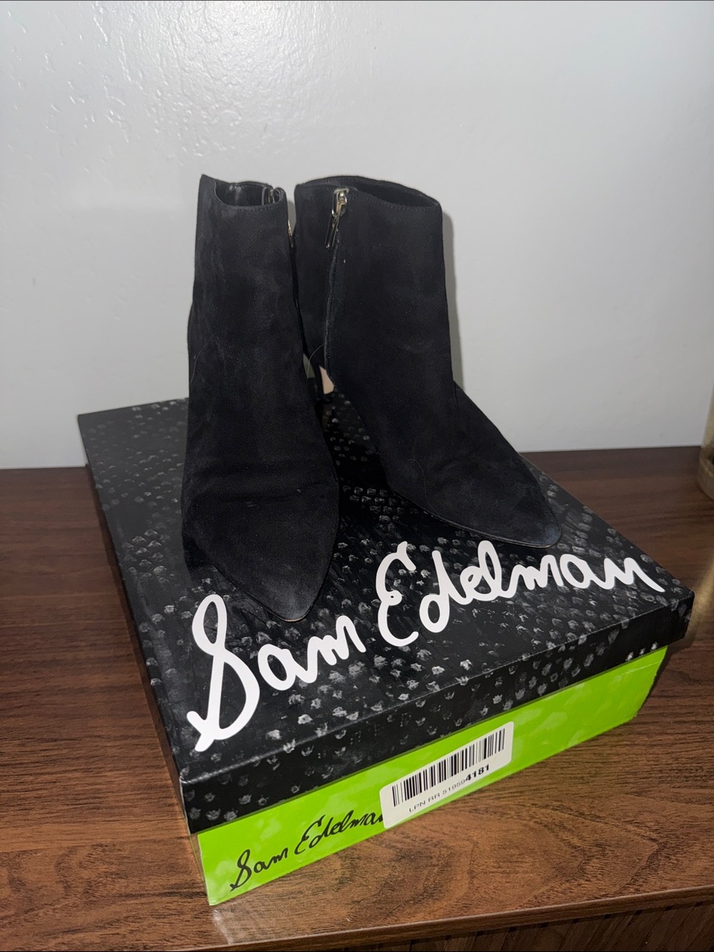 Sam Edelman Black Suede Pointed Ankle Booties